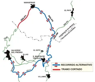 Corte de la carretera de Navasfrías al límite con Cáceres