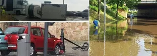 Una tormenta provoca accidentes de tráfico e inundaciones en la capital y su alfoz