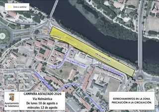 Tramo de la Vía Helmántica afectada por los trabajos de asfaltado | Ayuntamiento de Salamanca