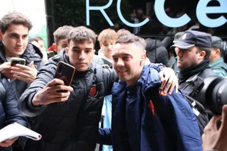 Jugadores del Celta a su llegada a Salamanca
