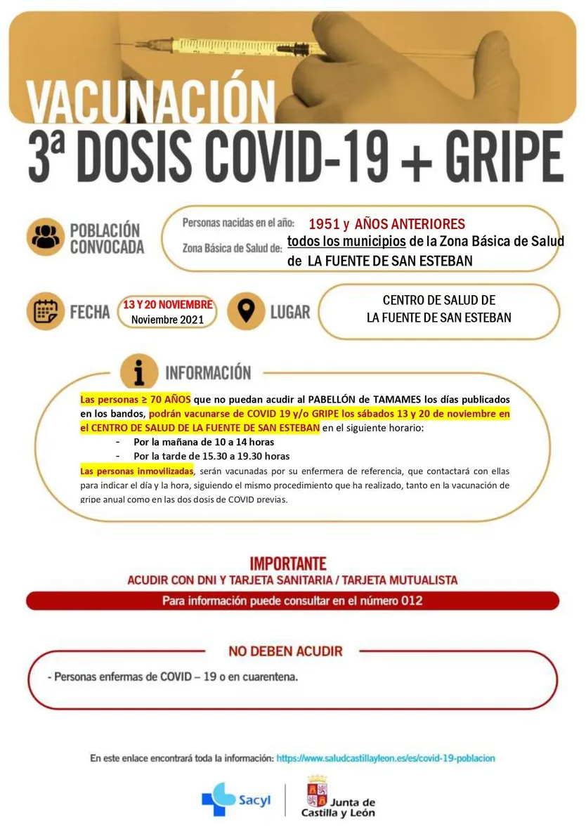 LA FUENTE DE SAN ESTEBAN VACUNACIÓN GRIPE + COVID 19≥ 70 AÑOS 13 y 20 NOVIEMBRE 2021 page 0001