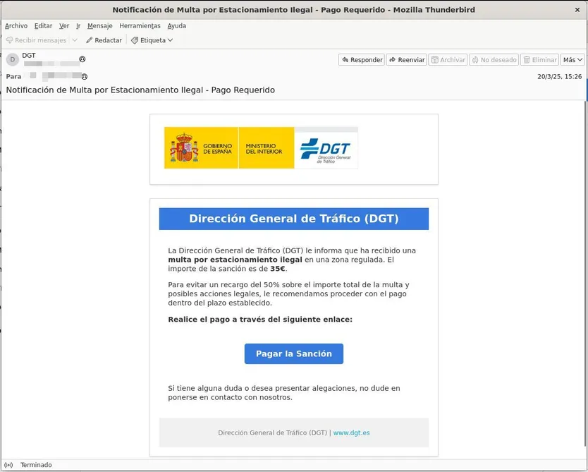 DGT Smishing. INCIBE