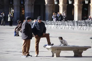 Gente por las calles de Salamanca en invierno
