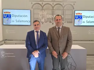 Antonio Labrador y David Mingo presentan la nueva Estrategia de Empleo de la Diputación. 