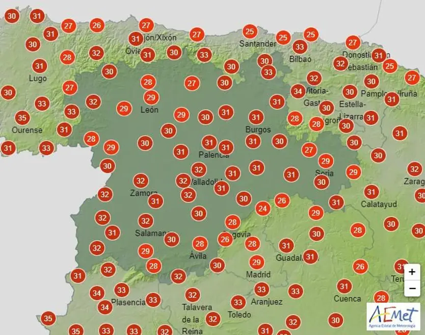 Tiempo en Castilla y León facilitado por el 1-1-2