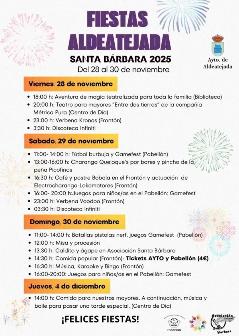Cartel fiestas Santa Bárbara 2025 en Aldeatejada