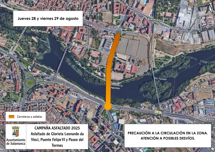 Cortes de tráfico desde este miércoles en Arroyo de Santo Domingo y el puente de Felipe VI