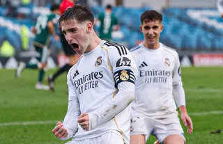 César Palacios festeja un gol del Castilla ante el Cacereño | FOTO REAL MADRID CF