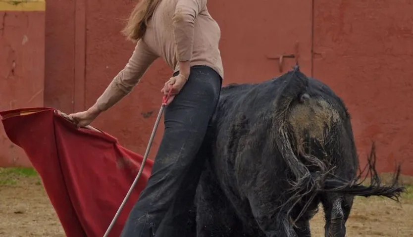 Muletazo de Raquel Martín | Foto: Ignacio Perelétegui