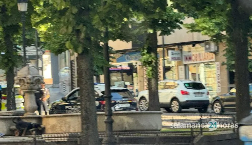 Policía Nacional y Local en la plaza de la Fuente. Foto S24H