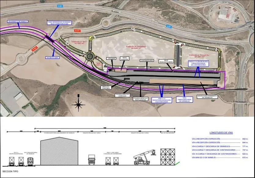 Plano de obras de Puerto Seco
