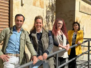 Los concejales de festejos, Lucía, Guinaldo, deportes, Salvador, Ruano, cultura, María José, Amaro, y Acción Social , Marisol Rivero, tras la reunión celebrada con la Comisión de Festejos