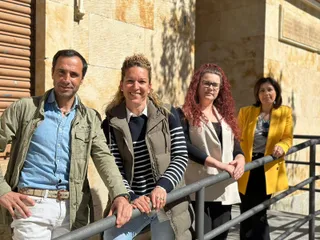 Los concejales de festejos, Lucía, Guinaldo, deportes, Salvador, Ruano, cultura, María José, Amaro, y Acción Social , Marisol Rivero, tras la reunión celebrada con la Comisión de Festejos