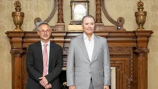 El rector de la Universidad de Salamanca, Ricardo Rivero, recibe al embajador de México en España