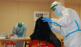 Imagen del primer cribado realizado por la CEOE en las empresas de Guijuelo