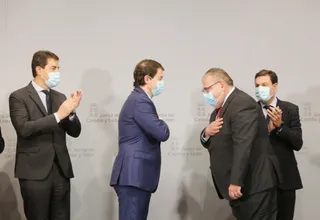Alfonso Fernández Mañueco en el acto de nombramiento de Alejandro Vázquez