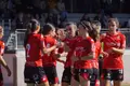 Las jugadoras del Salamanca FF celebran un gol ante el Palencia FF.