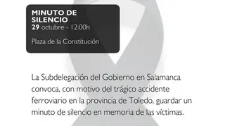La Subdelegación del Gobierno en Salamanca se une al luto oficial y convoca un minuto de silencio