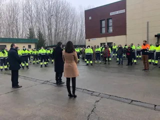 Carbayo agradece a los operarios de limpieza su actuación durante Filomena. Foto: Ayuntamiento de Salamanca