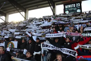 Ambiente en las gradas del partido de Copa de SM El Rey Unionistas - Sporting de Gijón