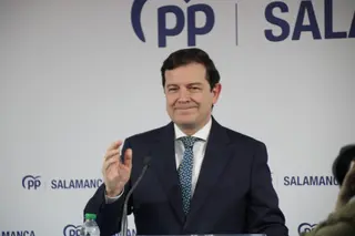 El presidente de la Junta de Castilla y León, Alfonso Ferández Mañueco, en la sede del PP de Salamanca 29/01/2026 | S24H
