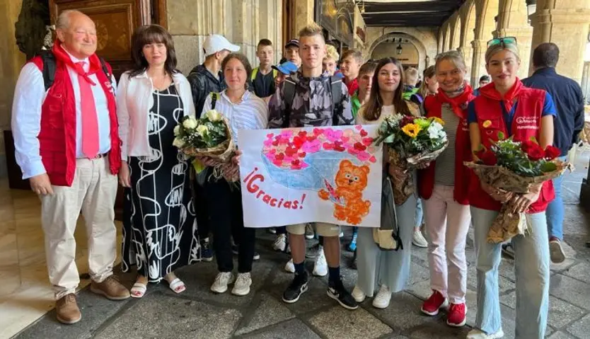 Niños ucranianos en el Ayuntamiento de Salamanca