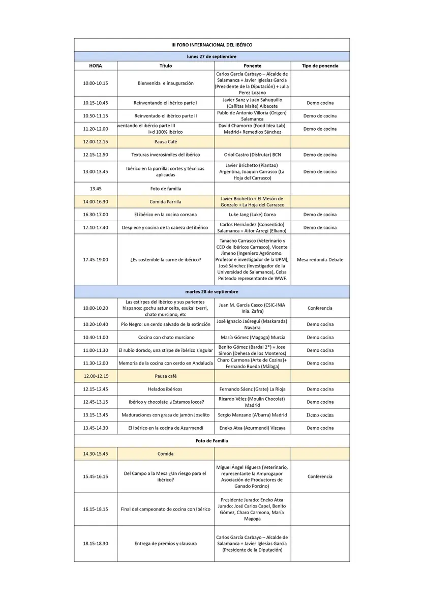 Programa del III Foro Internacional del Ibérico