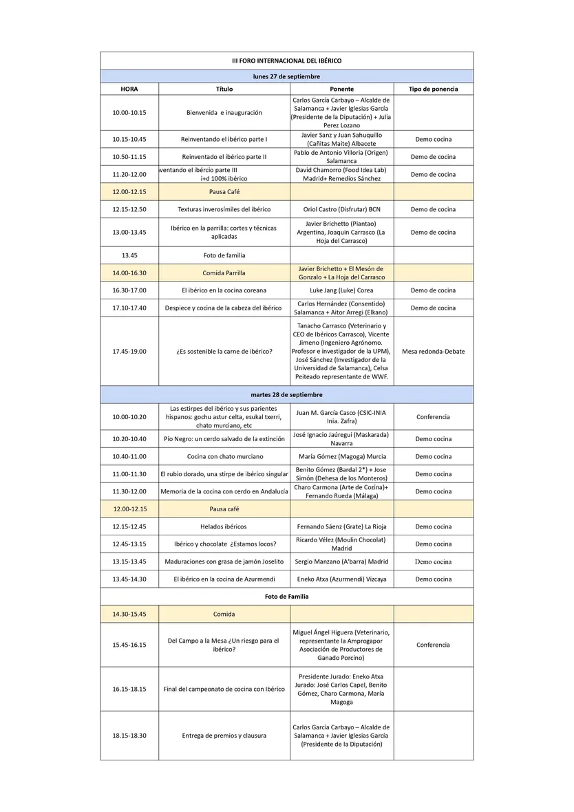 Programa del III Foro Internacional del Ibérico
