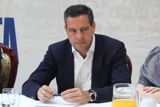 Raúl de la Hoz en el desayuno informativo del PP para presentar el programa electoral del PP de cara a las elecciones europeas de 2024. Foto Carlos H.G