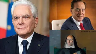 Sergio Mattarella, Antonio Huertas y Francisco de Vitoria | Comunicación Universidad de Salamanca
