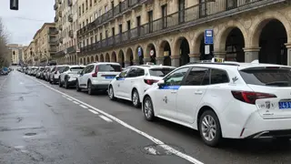 Manifestación taxistas frente a la Subdelegación del Gobierno de Salamanca
