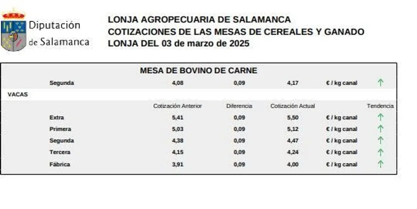 Mesa de bovino de carne 1 lonja 3 marzo 2025