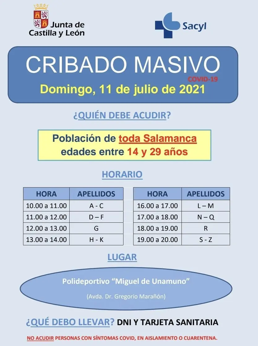 Cribado masivo para jóvenes
