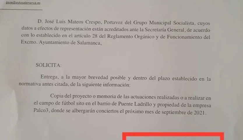 Documento compartido por José Luis Mateos en redes sociales.