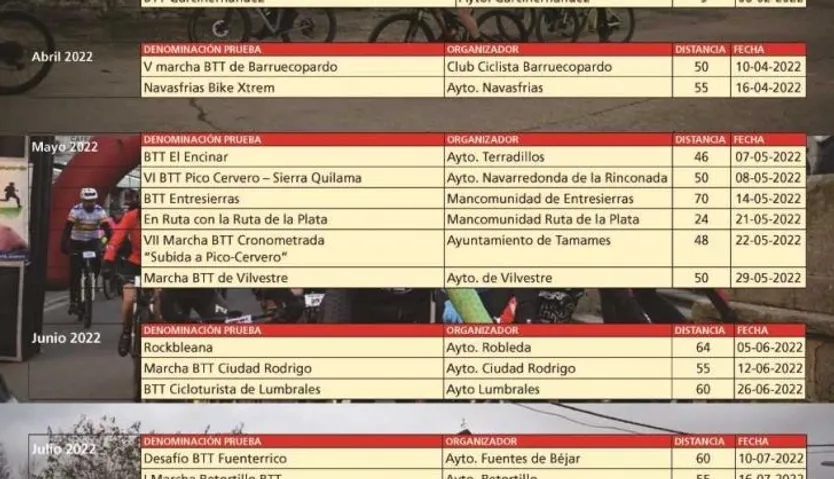 Calendario BTT