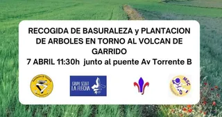 La Asociación Garrido Contigo organiza una recogida de basuraleza y plantación de árboles en torno al Volcan de Garrido