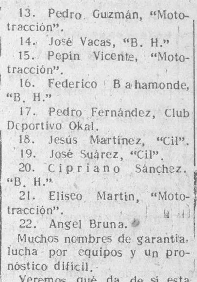 Recorte de El Adelanto con el listado de participantes