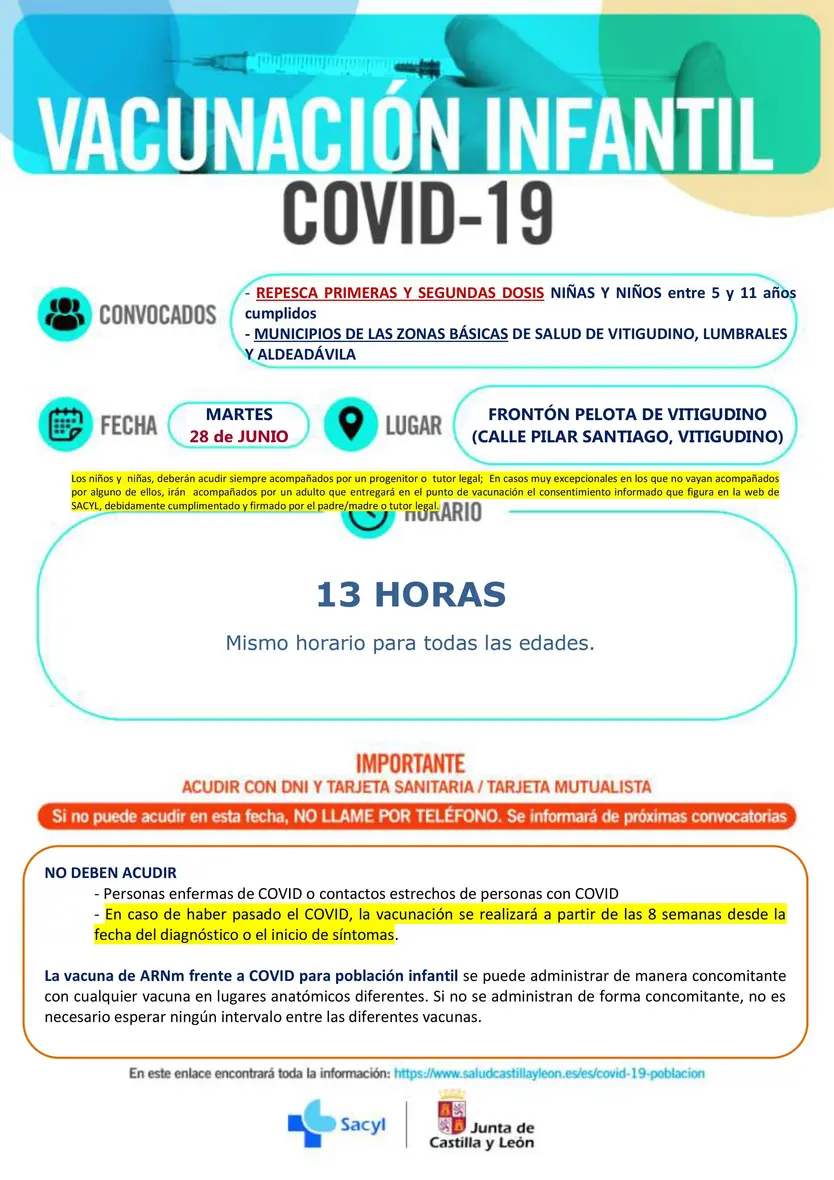 Vitigudino primeras y segundas dosis de niños