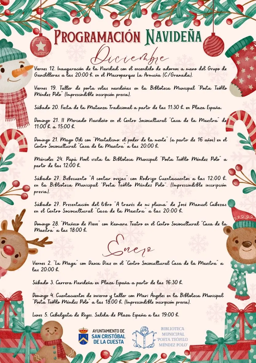 Programación de Navidad 2025 de San Cristobal de la Cuesta