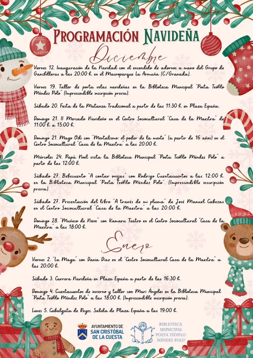 Programación de Navidad 2025 de San Cristobal de la Cuesta