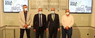 Presentación de Salamaq con Javier Iglesias, acompañado de Julián Barrera, Jesús María Ortiz y Marcelino Cordero