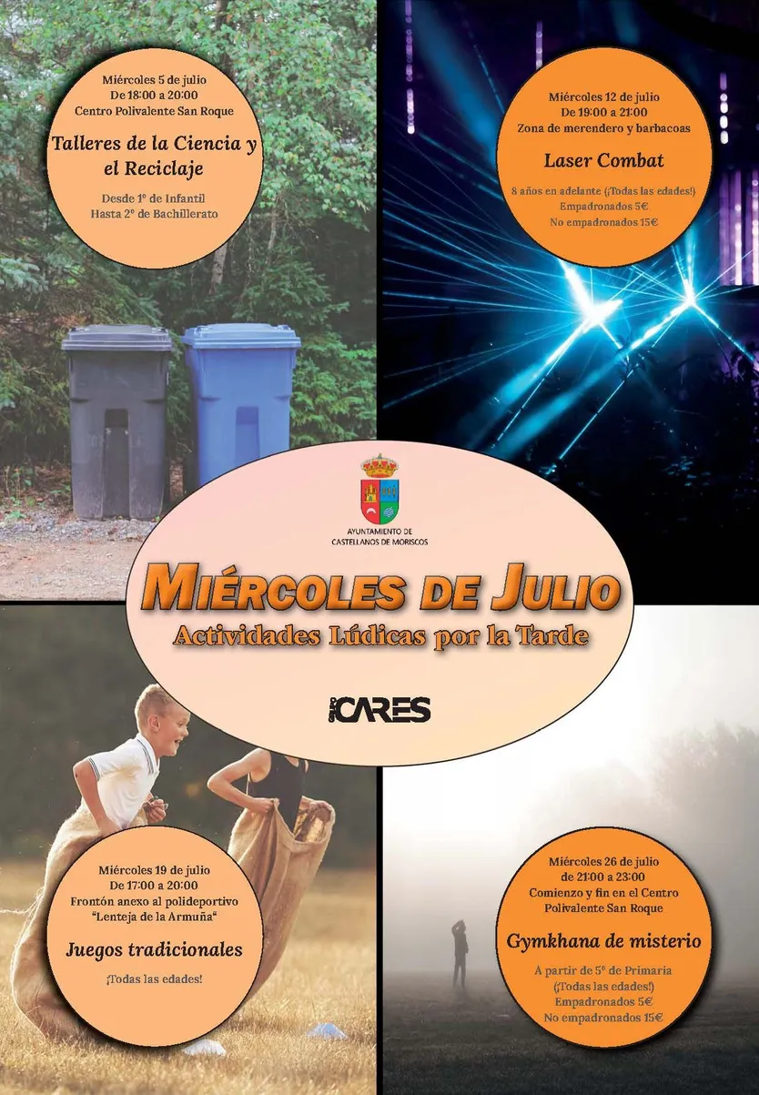 Cartel, actividades ludicas julio castellanos de moriscos
