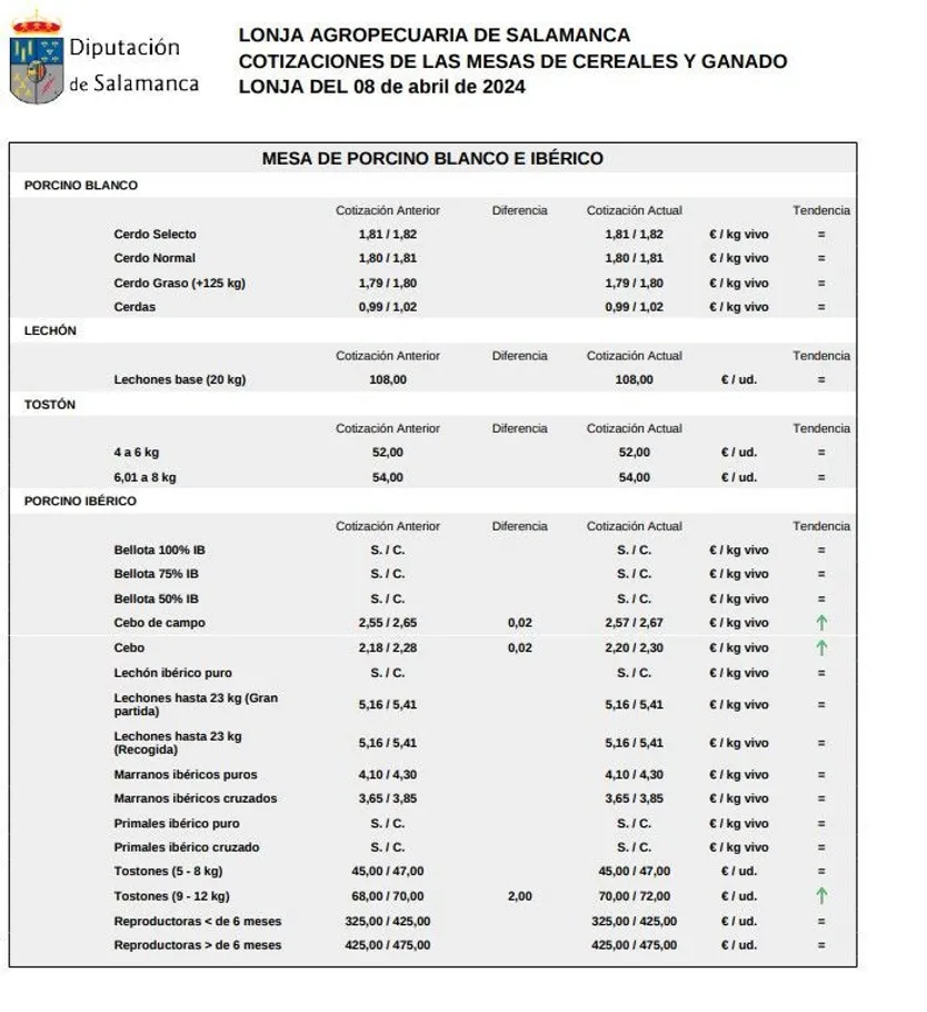 Mesa porcino 8 abril 2024