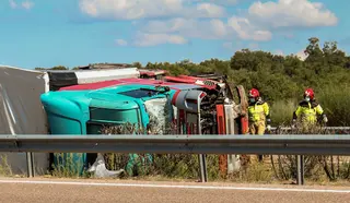 Vuelco del camión en la A 62, Ciudad Rodrigo