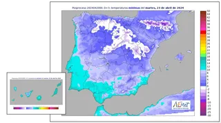 Mapa de frío de la AEMET