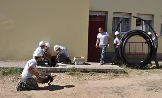 Los alumnos de la escuela taller finalizan las obras en el colegio San Blas