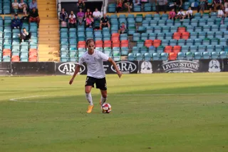 Poveda, en el choque contra el Numancia en Copa RFEF | FOTO ANDREA MATEOS