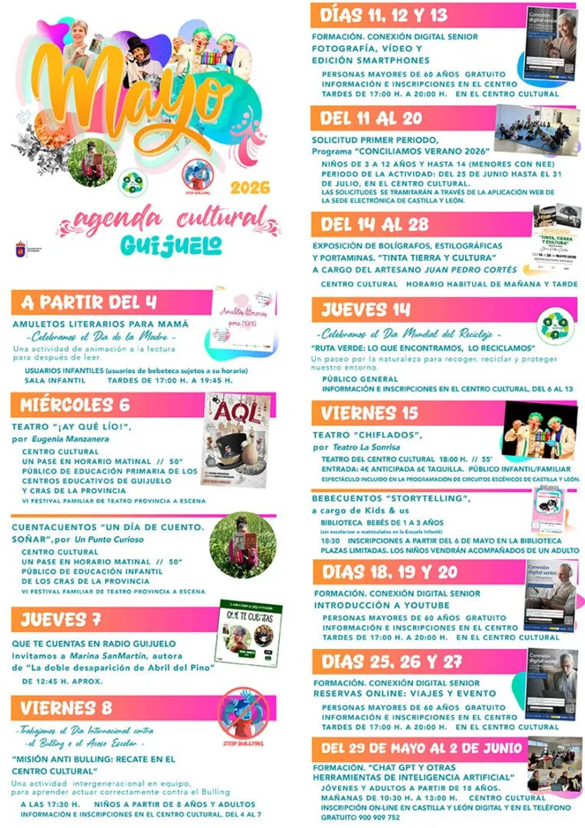 Programación cultural del mes de mayo en Guijuelo