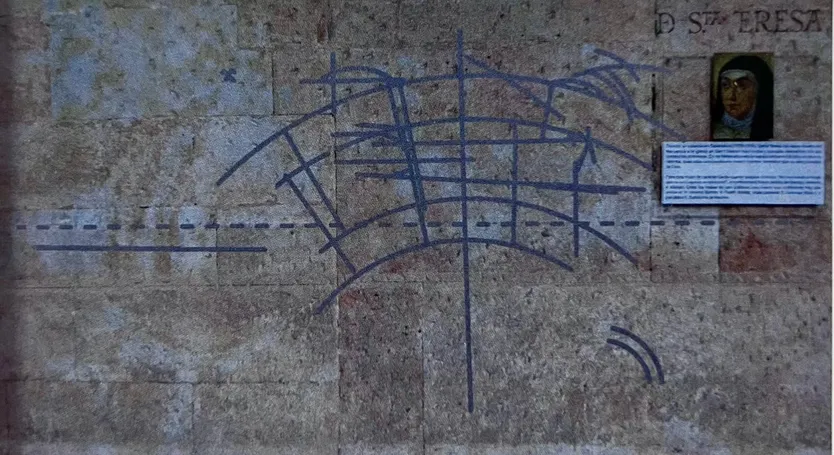 Posible montea para la tracería del claustro de San Esteban. Digitalización de José Santos Torres sobre fotografía de A. M. Gutiérrez-Hérnandez