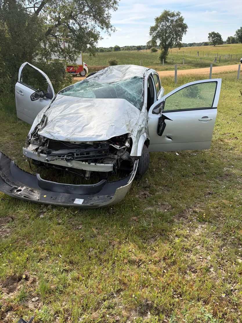 Vehículo accidentado en Zamayón